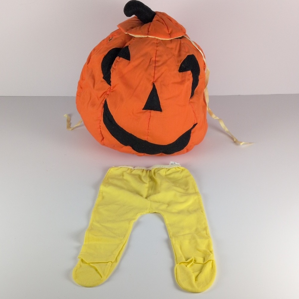 Pumpkin Jack-o'-Lantern Costume Complete Outfit Yellow Pants 6-18M Handmade
